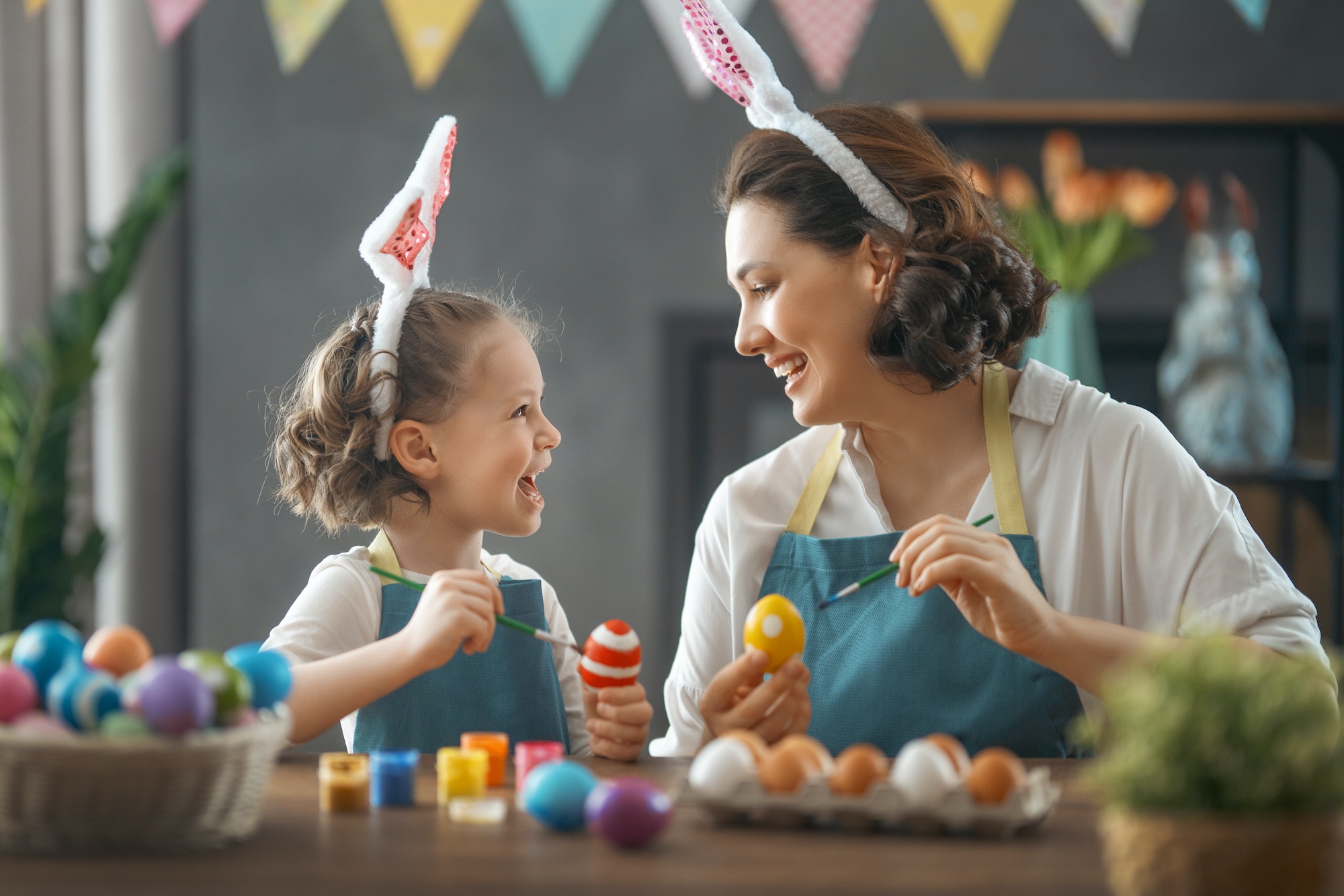 family preparing for Easter